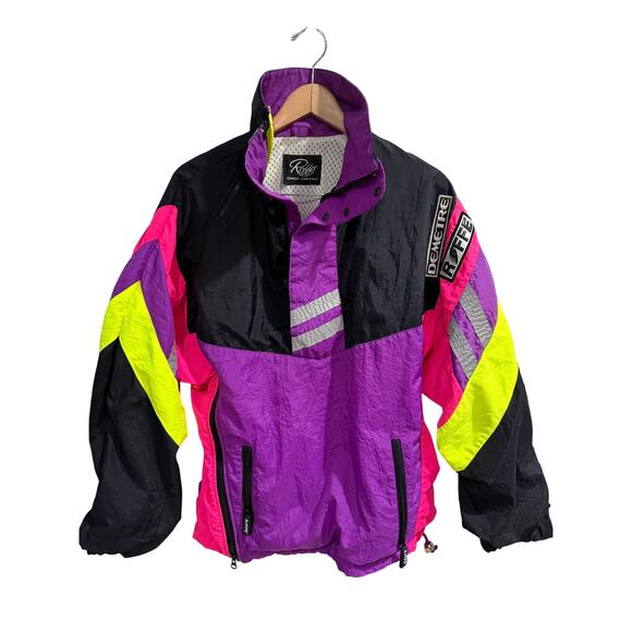 VTG Roffe Demetre Ski Jacket Made in USA 80s Neon - Picture 1 of 9